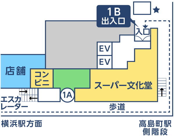 入口のご案内の平面図1階